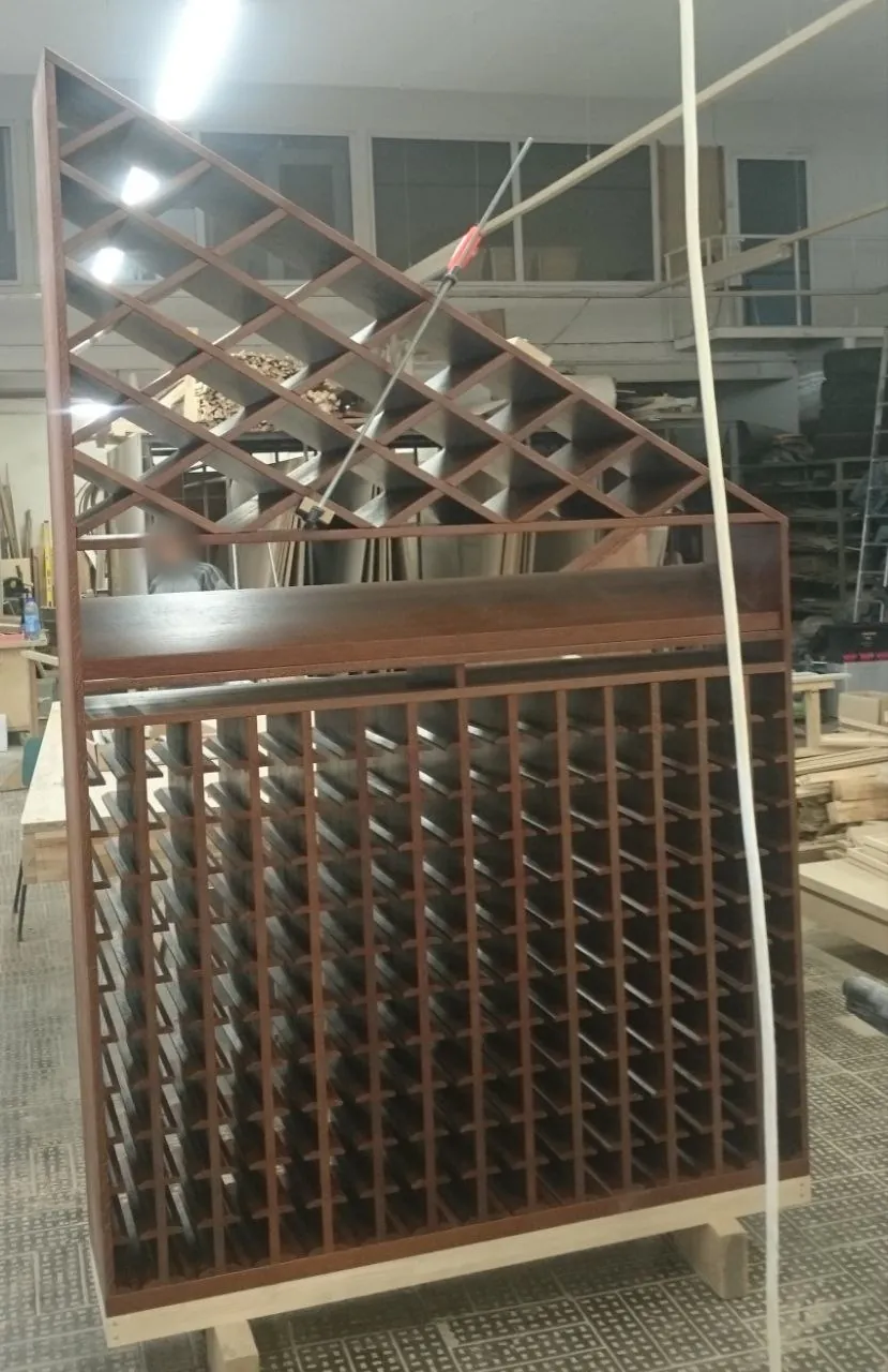 Diamond-bin wine rack, finished, before it left the workshop