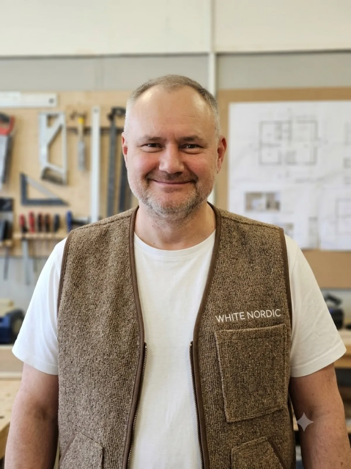Jura, founder and craftsman of White Nordic, in his Riga workshop