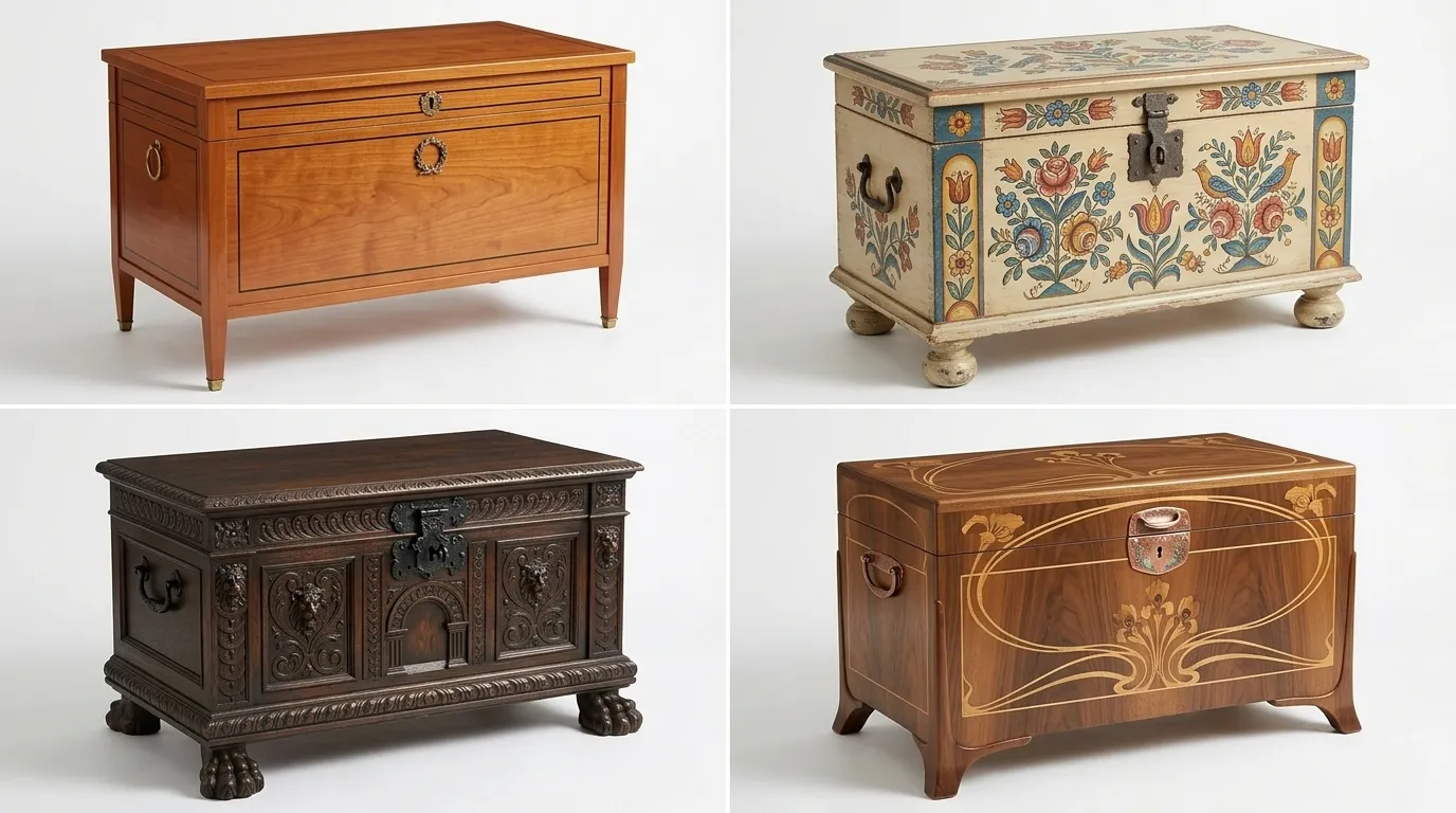 AI sketches of four traditional furniture designs