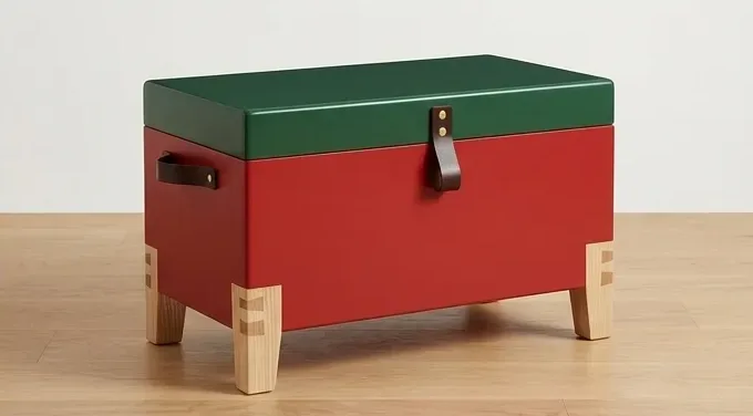 Colour-block chest, oak legs — AI design, built to order