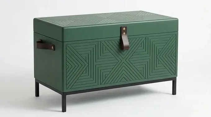 Green chest, geometric front — AI design, built to order