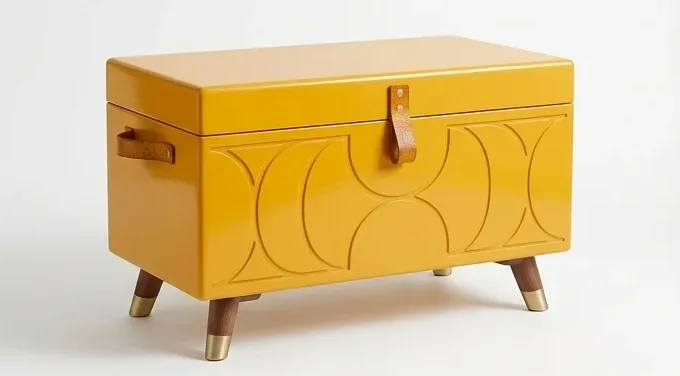 Sunflower-yellow chest, arch motif — AI design, built to order