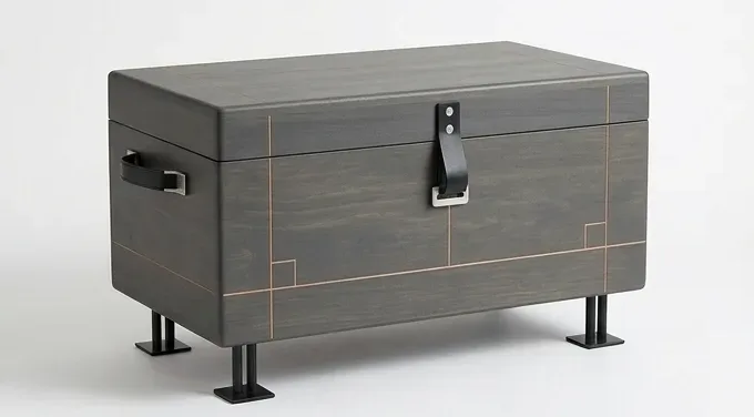 Slate-grey chest, clean lines — AI design, built to order