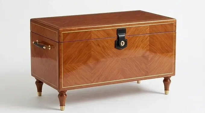 Cherrywood chest, iron lock — AI design, built to order