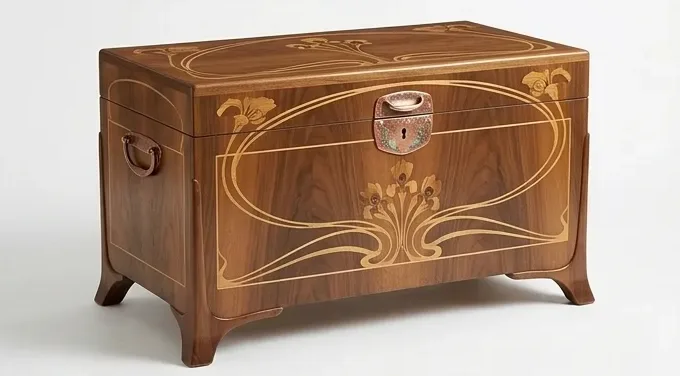 Marquetry chest, inlaid vines — AI design, built to order