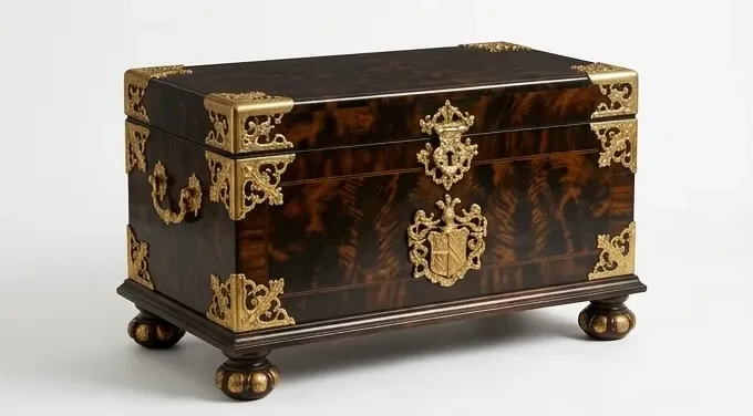 Lacquered chest, brass corners — AI design, built to order